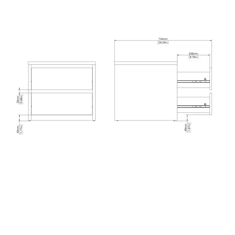 2-Drawer Nightstand, Jackson Hickory/White High Gloss & White, Single