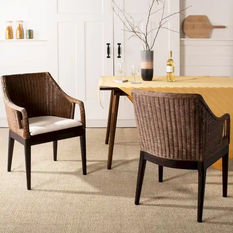 SAFAVIEH Duyen Dining Multi/ Brown Arm Chair - 23 x 23.3 x 34 - 23Wx23Dx34H