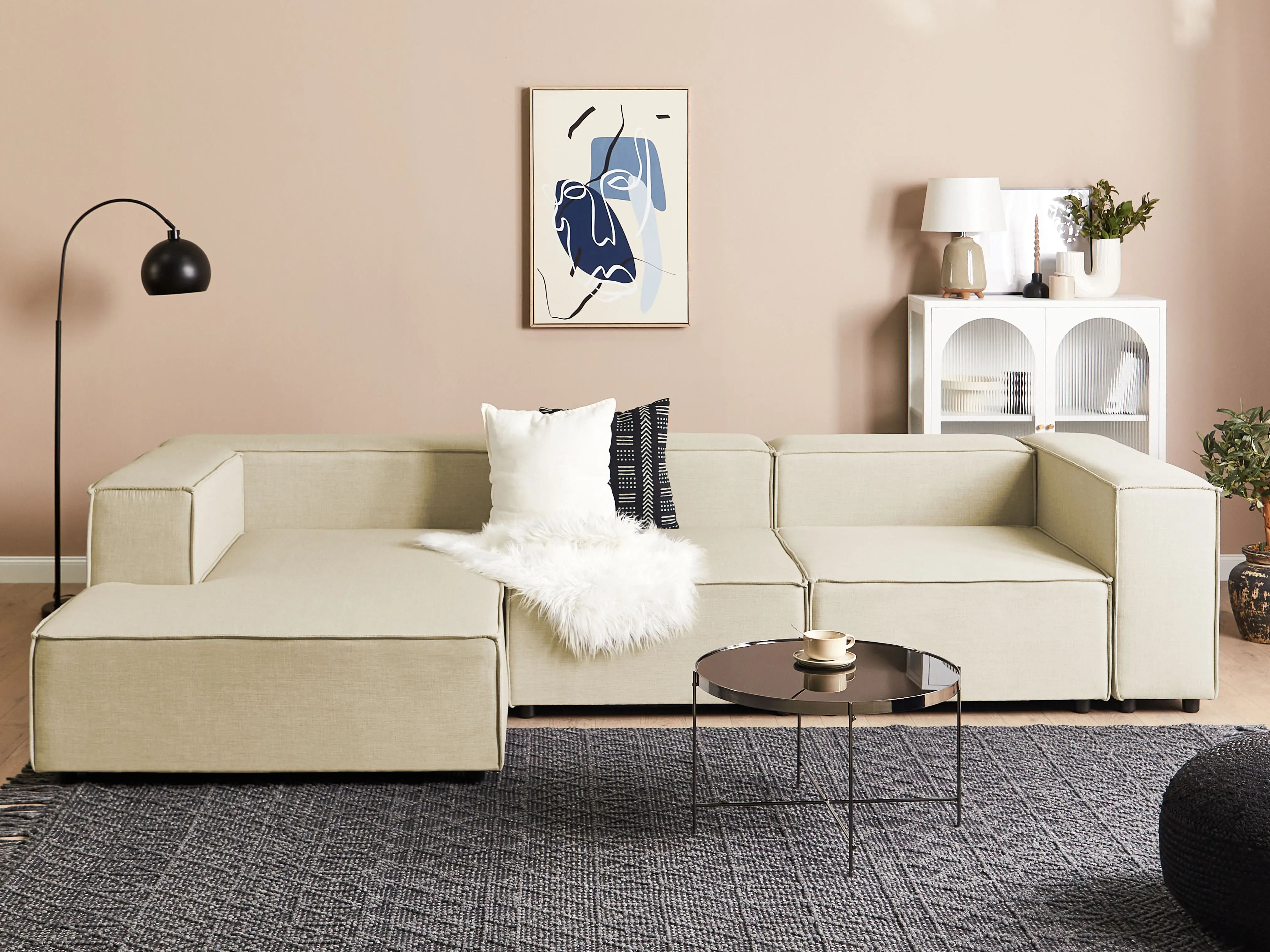 Chaise longue Lino sintetico Beige