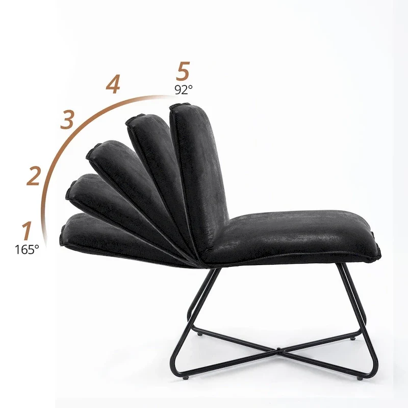 Mid Century Faux Leather Accent Chair With Adjustable Backrest Set of 2 - 31.5 H X 22.2 W X 23.6 D