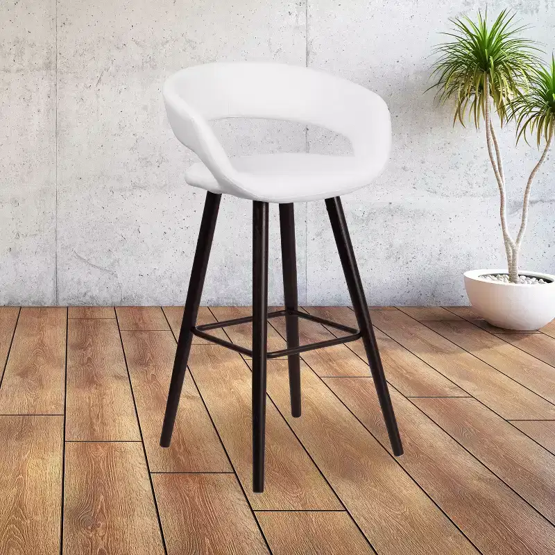 Emma and Oliver 29H Wood Rounded Open Back Barstool