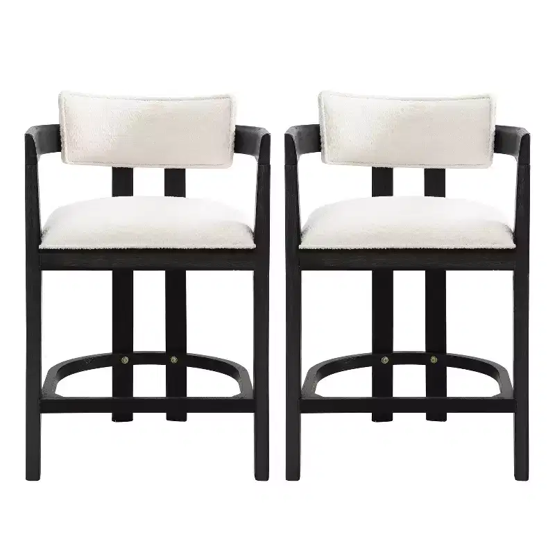 Christopher Knight Home Set of 2 26 Ethan Upholstered Rubberwood Counter Height Barstools Black