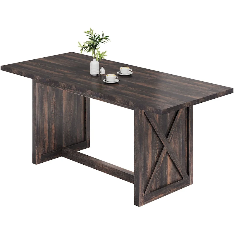Moasis 70.8 Large Farmhouse Kitchen Dining Room Table for 6 to 8 People