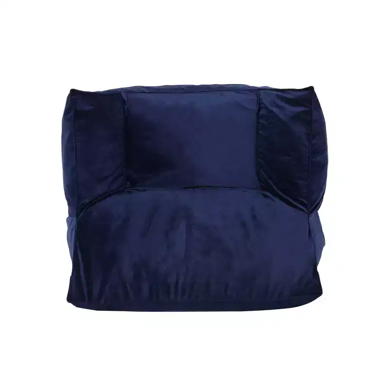 Loubar Modern Velveteen Armrests Bean Bag Chair Navy Blue - Christopher Knight Home