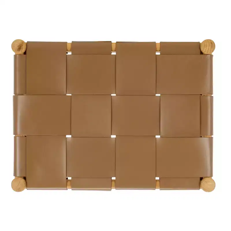 Devnie Woven Leather Ottoman - SFV1601 - Safavieh Couture