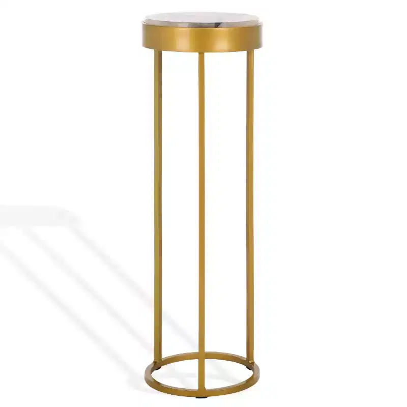 Hannahmarie Stone Drink Table - SFV7909 - Gold/White - Safavieh Couture