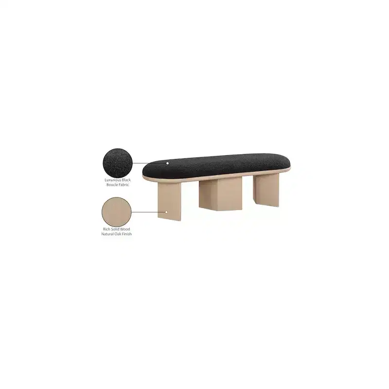 Meridian Furniture,Wilshire Boucle Fabric Bench