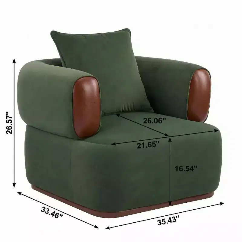 Christopher Knight Home Katia Modern Velvet Faux Leather Arm Chair with Pillow