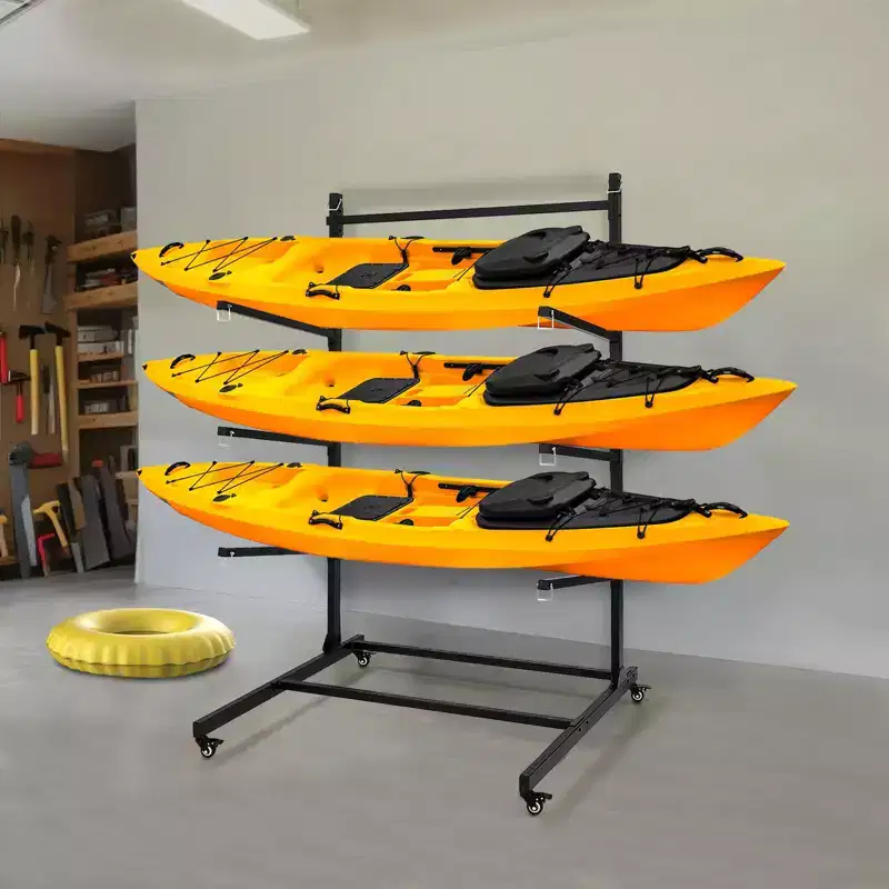 Kayak Storage Rack, Heavy Duty Kayak Racks for Outdoor Storage, Freestanding Kayak Storage Rack with Wheels for Kayaks, Canoes