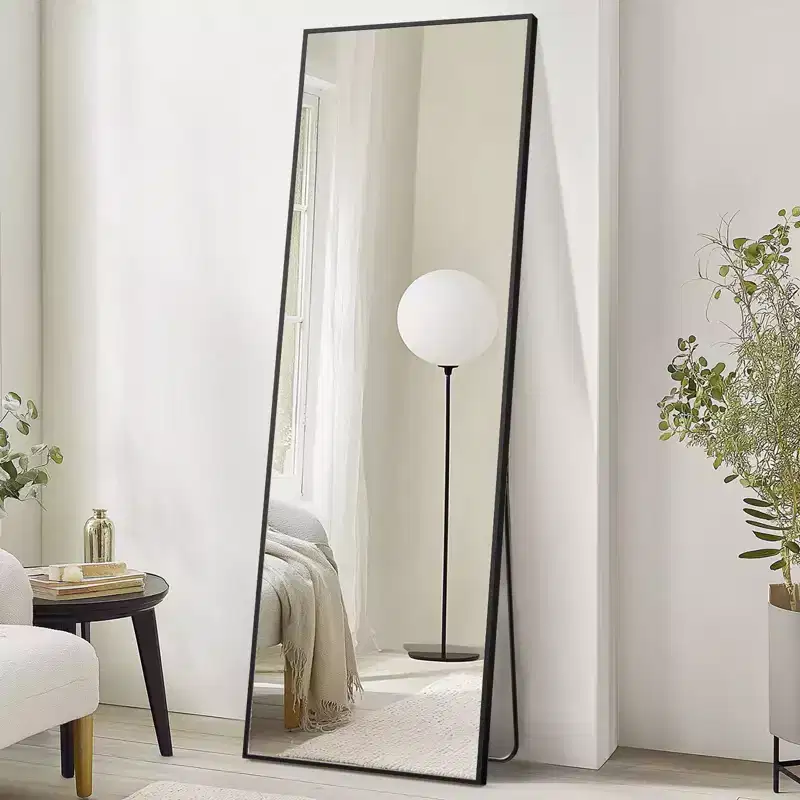 Okak 71*26IN Rect/Arched Full Length Mirror with Metal Stand, Floor Mirror with Hanging Holes, Wall Mirror for Dressing Room, Clothing Store