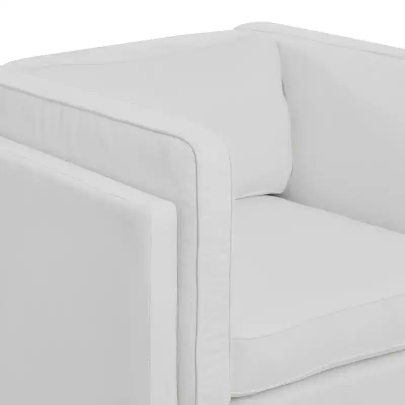 High-Sided Upholstered Accent Armchair Coastal White Pocket Spring Plywood Steel Frame