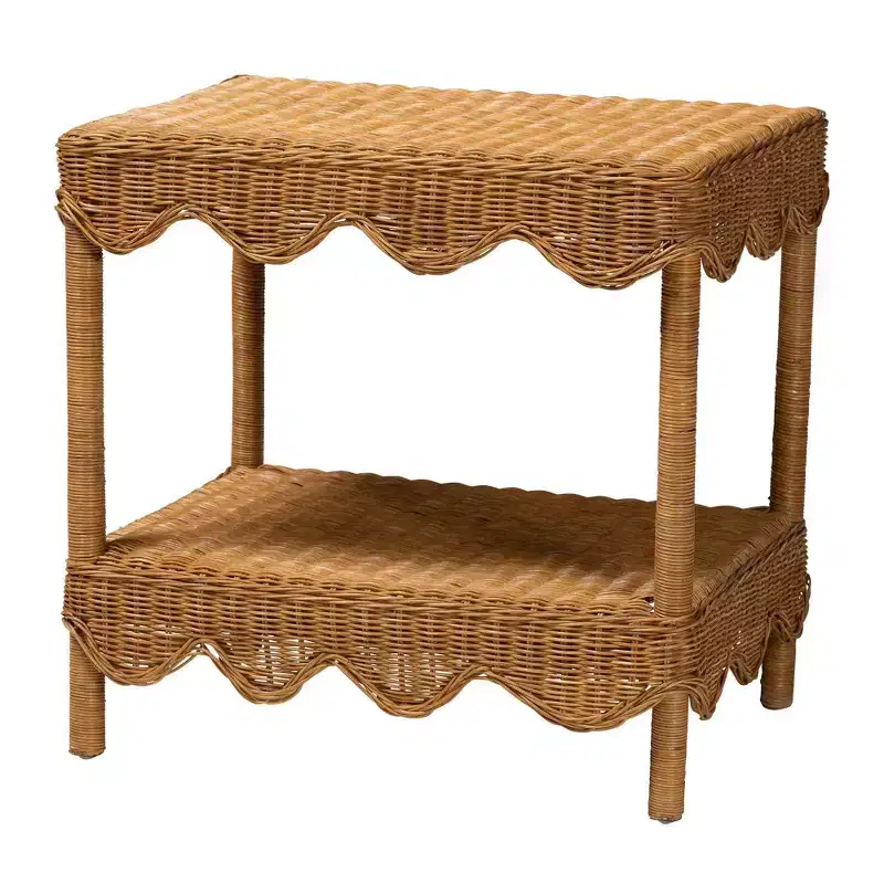 bali & pari Oteria Scalloped Rattan Side Table Light Honey