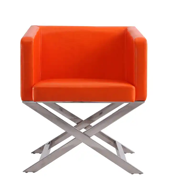 Polished Chrome Faux Leather Lounge Accent Chair