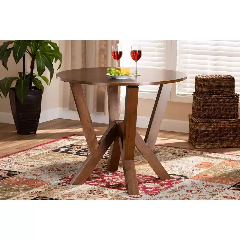 35 Irene Wide Round Wood Dining Table - Baxton Studio