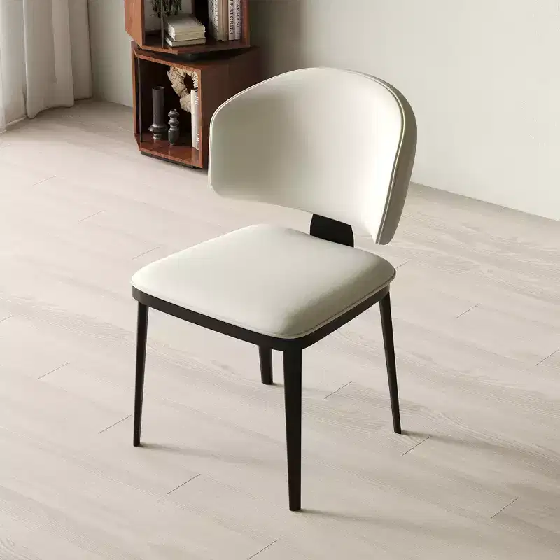 Luck Live Modern 2-Piece Armless Dining Chair Set, Metal Dining Chairs for Multi-scenario Use, Off-white