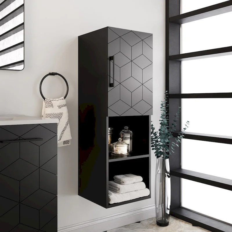 Annecy 15 W x 46 H x 12 D Linen Cabinet in Phantom Black