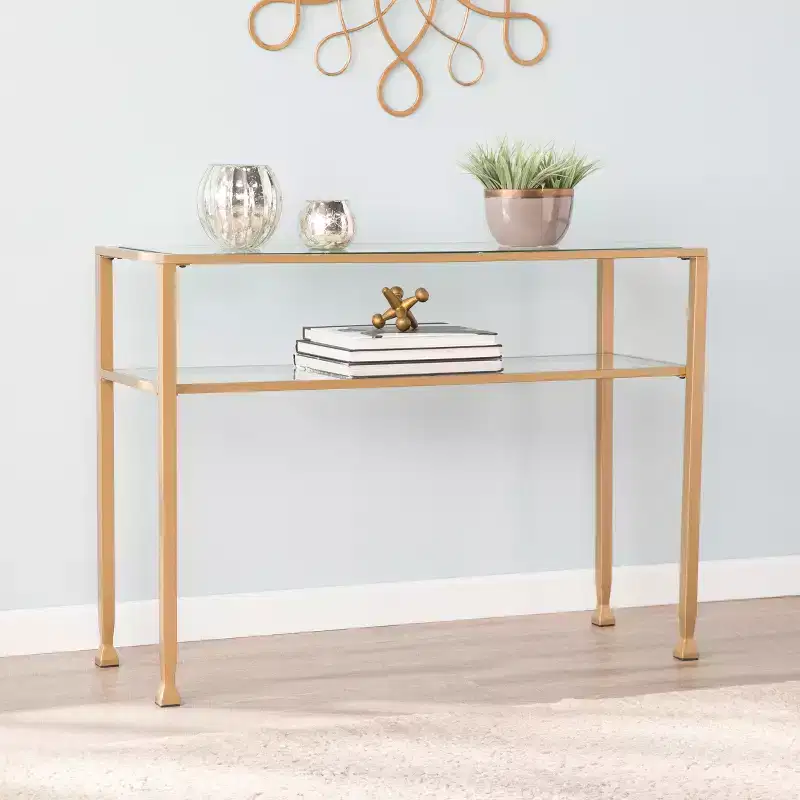 Jaymes Gold Metal and Glass Console Table - Gold - SEI