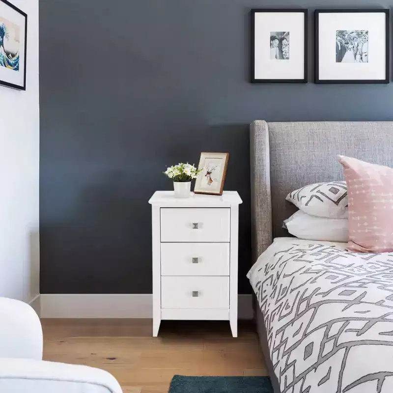Bonnlo Upgraded White Night Stands for Bedrooms, Modern Nightstand with 3 Drawers.