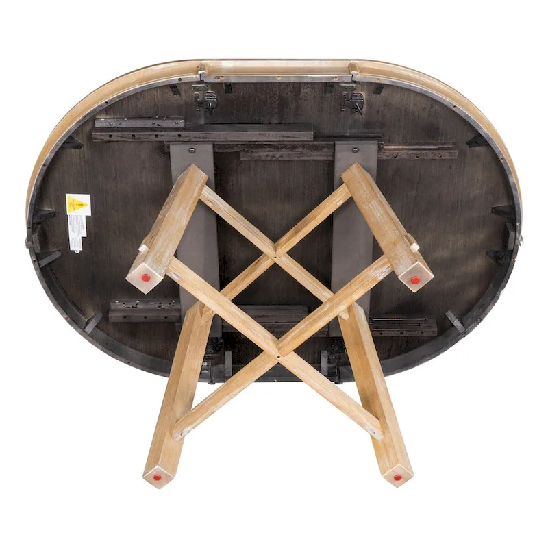 Round Extendable Wood Kitchen Dining Table with 16 Leaf