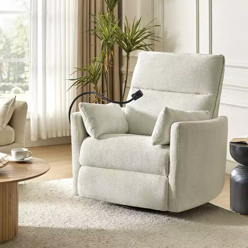 Julius 38 Power Rocking Swivel Nursery Recliner with USB | HULALA HOME