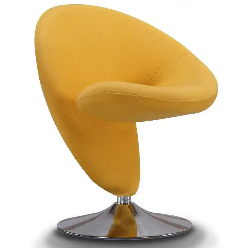 Curl Polished Chrome Wool Blend Swivel Accent Chair