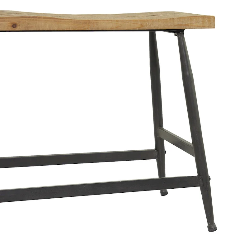Metal Slim Home Bench - Brown