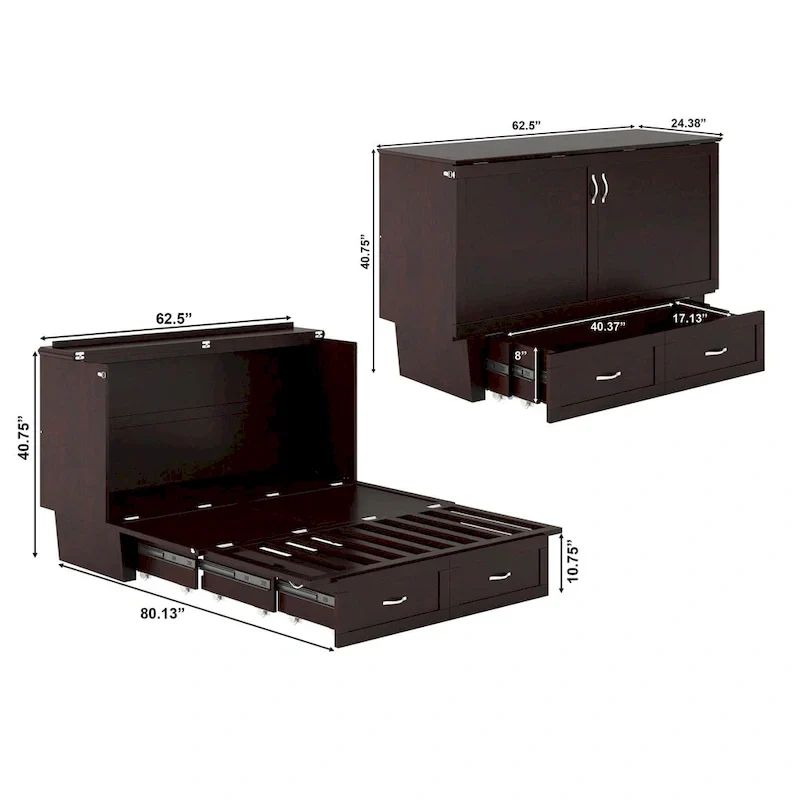 Chelsea Queen Murphy Bed Chest with Mattress