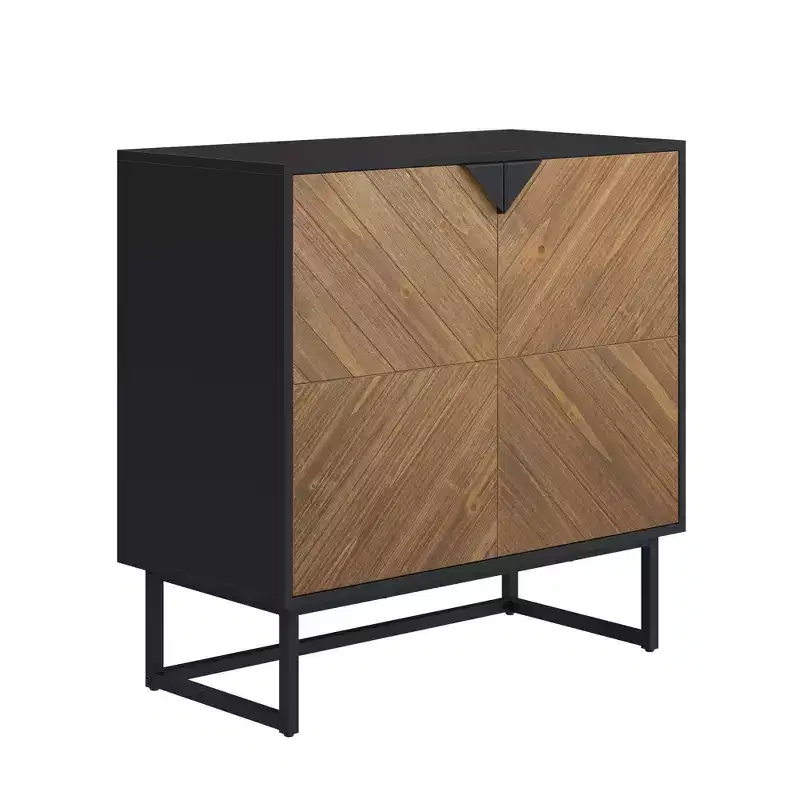Nathan James Set of 2 Enloe Console Table with Wood Doors Black
