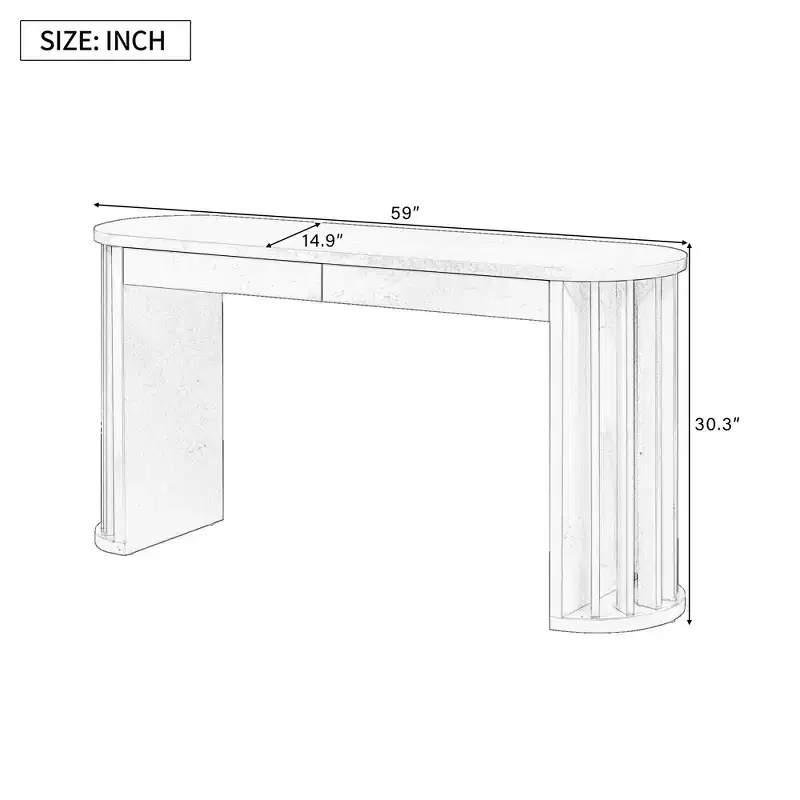 Merax Modern Oval-Edge Console Table with Fan-Shaped Legs