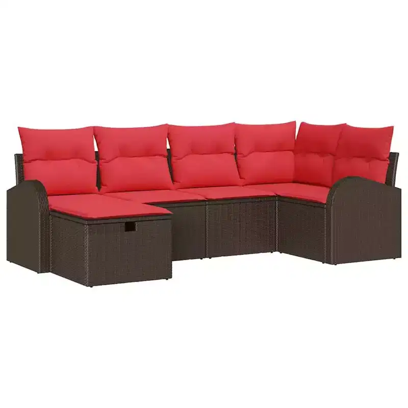 vidaXL Garden Sofa Set 6 pcs Brown and Red 234 x 124 x 85 cm