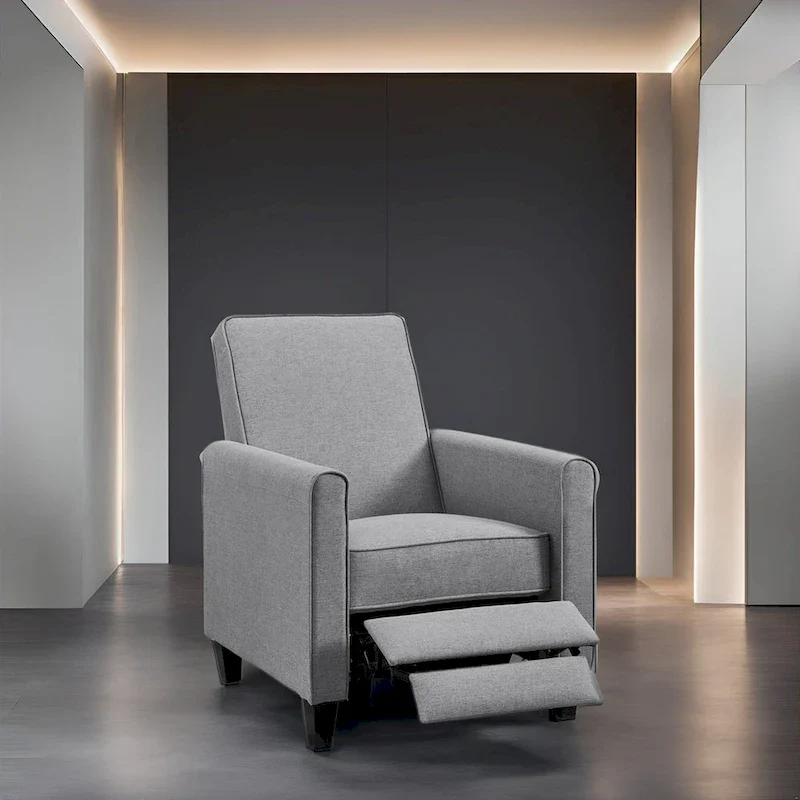Pushback Recliner Chair with Adjustable Footrest and Padded Armrests
