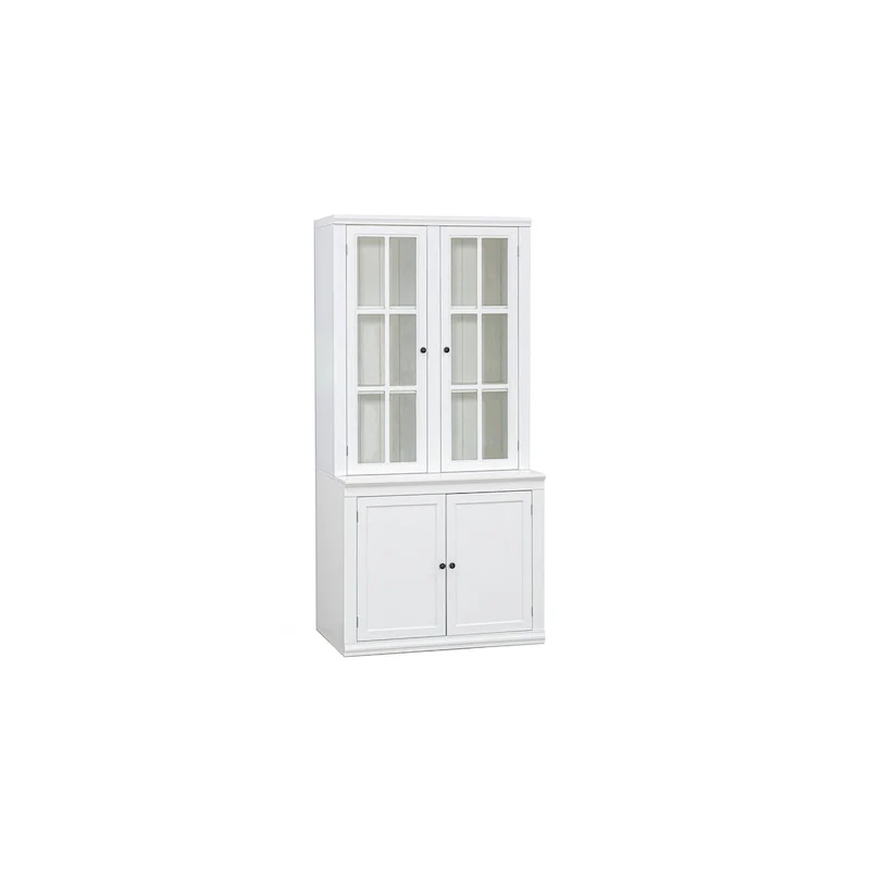 75.25Tall Display Cabinet with Tempered Glass Double Doors, Traditional Style China Cabinet for Living Room, Kitchen, Home