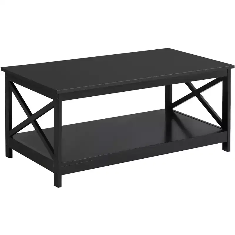 Yaheetech Wood 2-Tier Coffee Table with Storage Shelf for Living Room