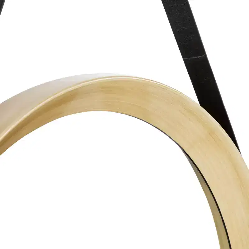 20 Wooden Finish Round Wall Mirror with Black Hanging Strap