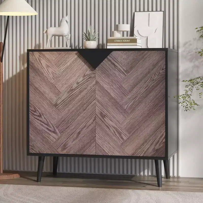 31.5 Inch Storage Cabinet with Shelf & Doors, Modern Sideboard Buffet Cabinet with Storage