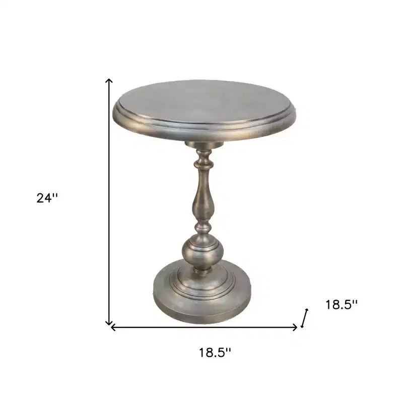 24 Antique Nickle Metal Round End Table