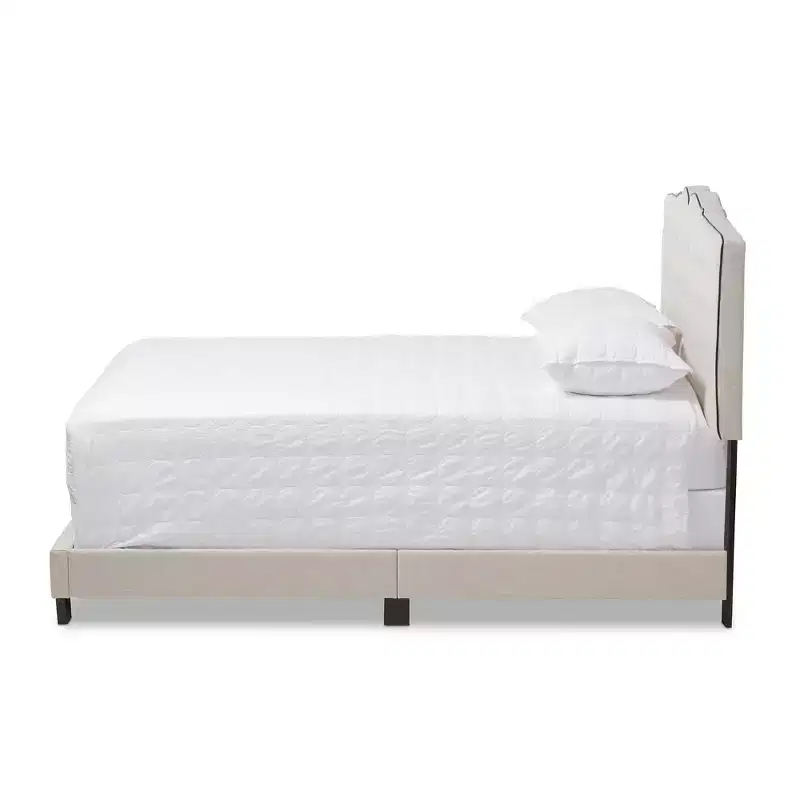 Full Vivienne Modern Bed with Headboard & Box Spring Support - Baxton Studio
