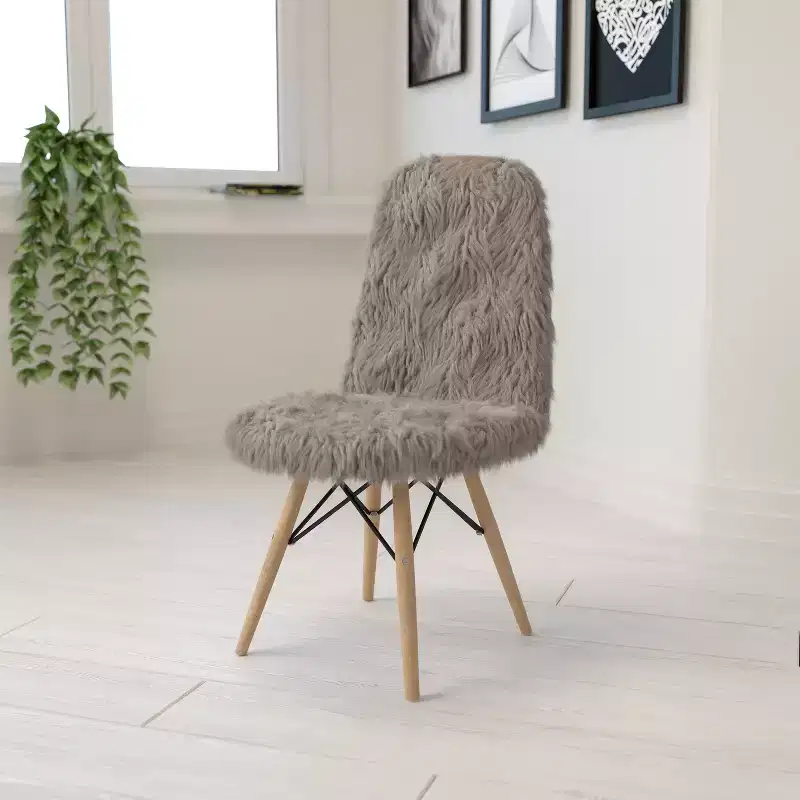 Emma and Oliver Shaggy Dog Fur Accent Chair
