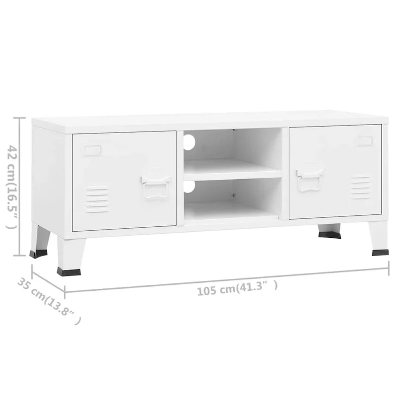 Industrial Metal TV Stand with 2 Doors and Storage Shelf - 41.3W