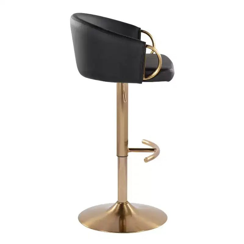 Set of 2 Claire Adjustable Barstools Gold/Black PU