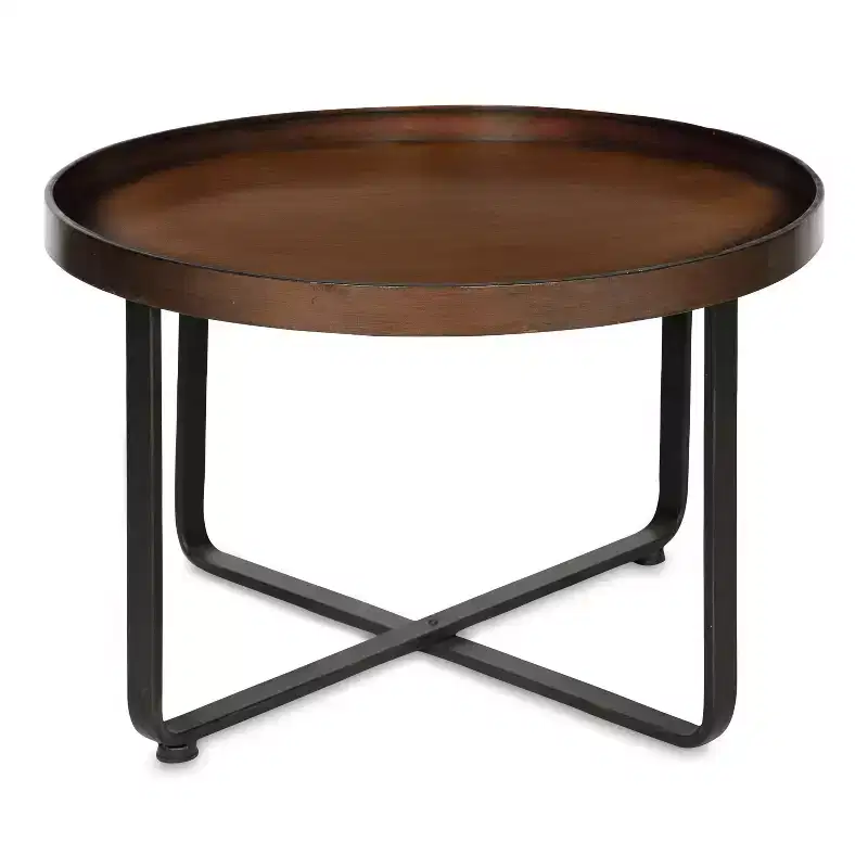 Kate and Laurel Zabel Round Metal Coffee Table, 28 Diameter, Bronze