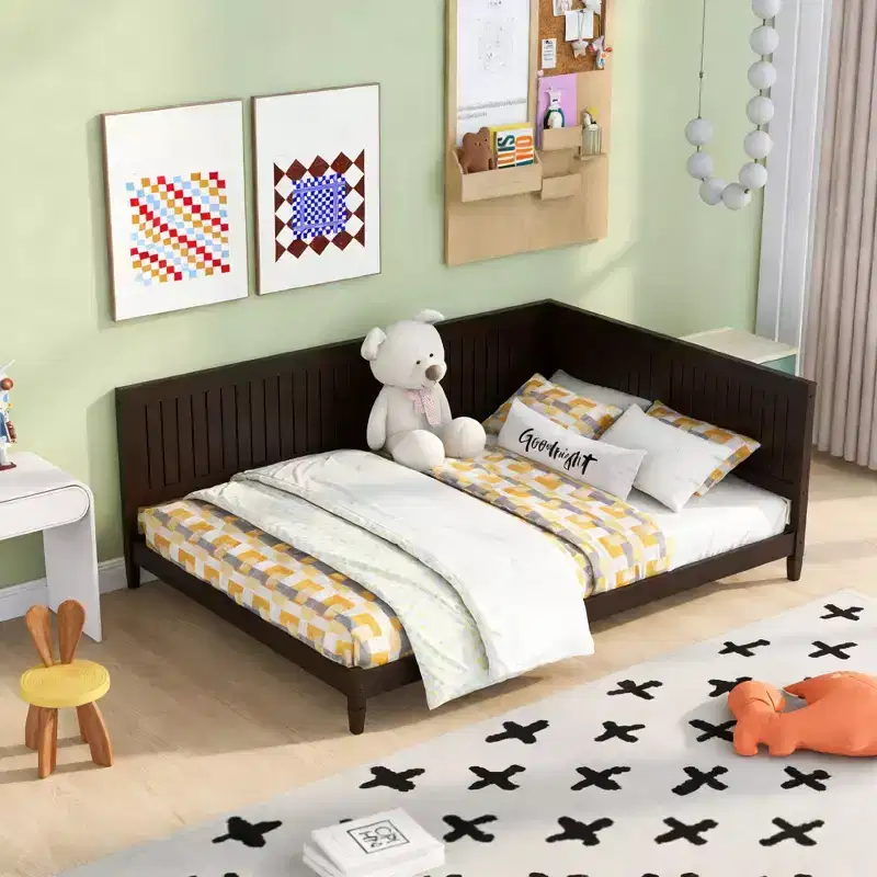 Modern Full Size Wooden Daybed for Living Room and Guest Room