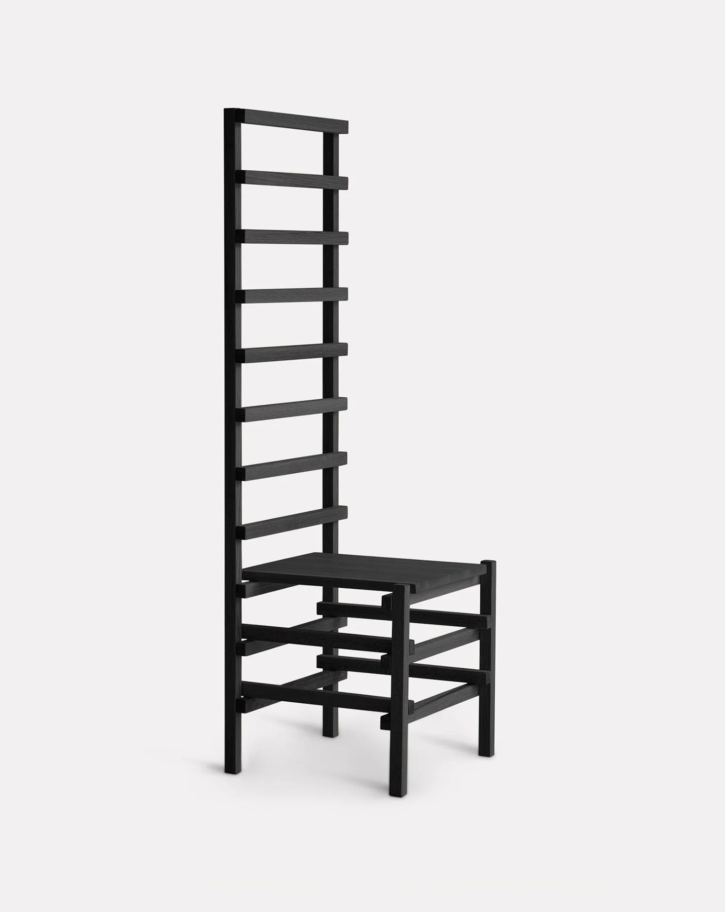 Black-Stained Beech Ladder-Back Contemporary Accent Chair