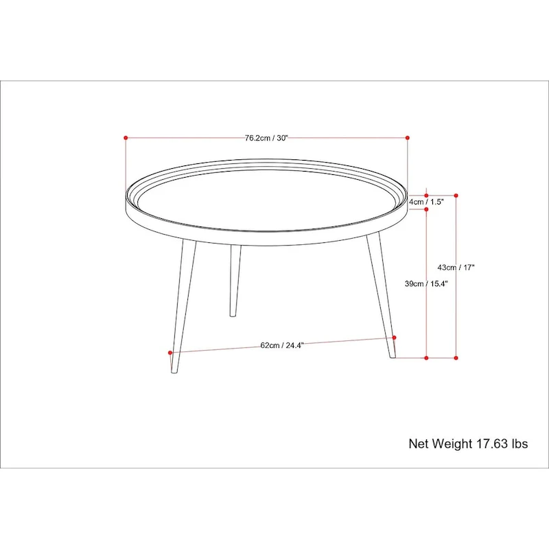 Modern Industrial Round Coffee Table with Solid Acacia Wood Top