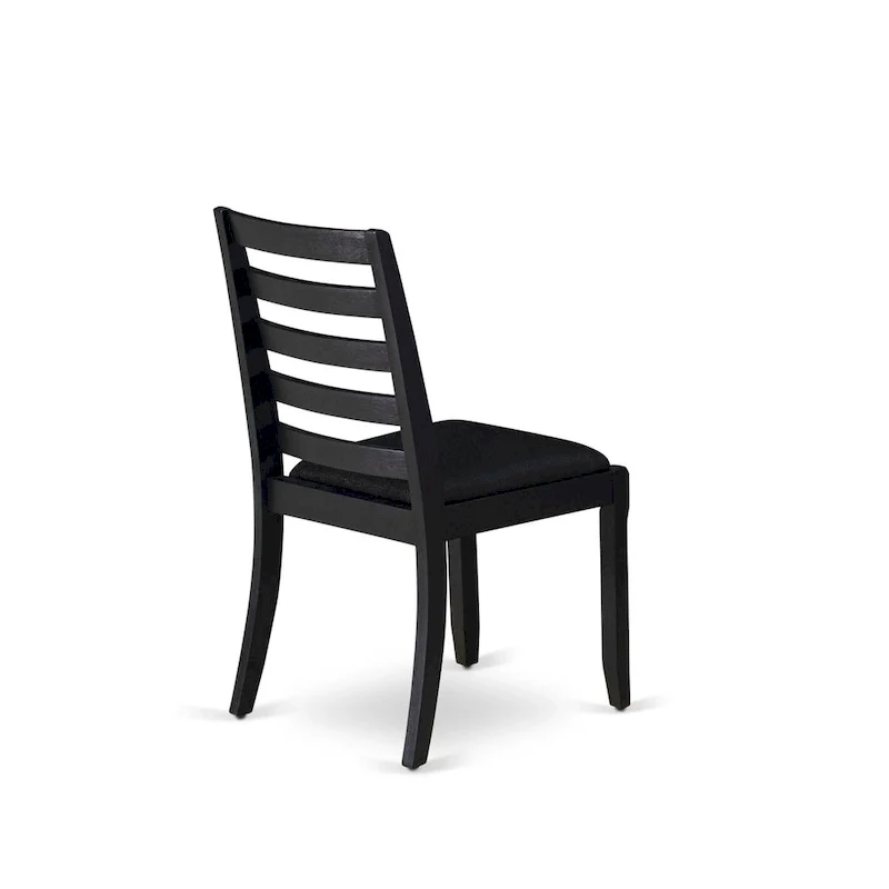 East West Furniture dining room set - a kitchen table & Stackable dining chairs - Wire-brushed Black (Pieces & Seat Options)