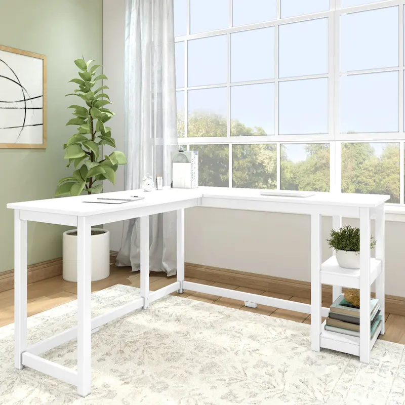 Plank and Beam Corner Desk w/ Shelves