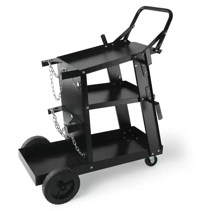 3-Tier Welder Cart Heavy Duty with 400 Lbs Weight Capacity, 360° Swivel Wheels, Rolling MIG Welder Cart