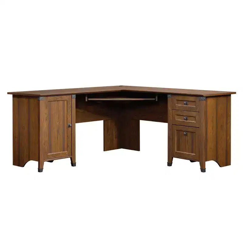Carson Forge Corner Computer Desk Red - Sauder: Home Office Workstation with CPU Storage & Wire Management