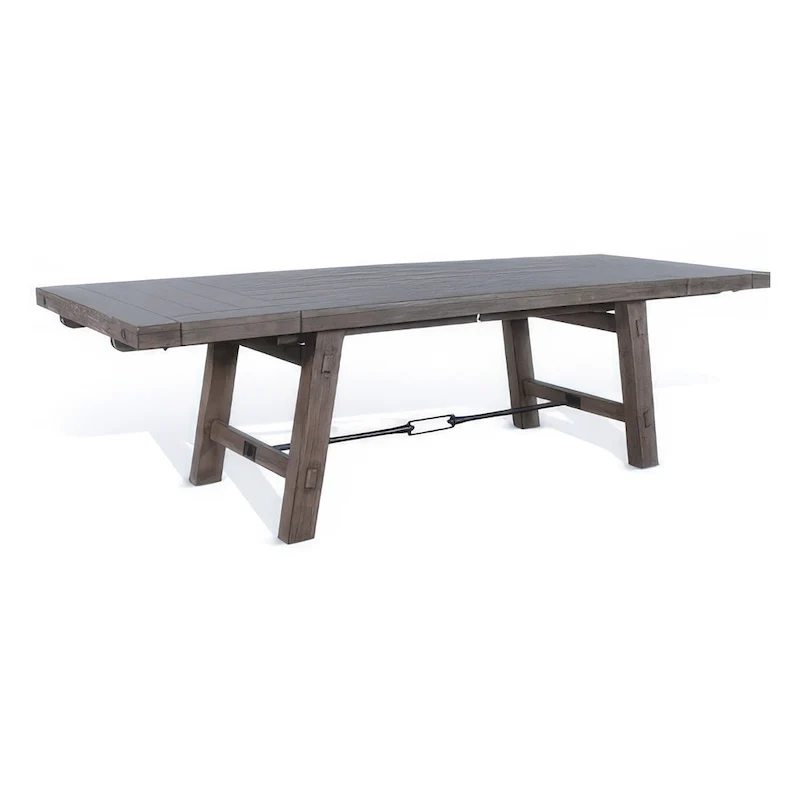 Yael Dining Table, Light Brown Mahogany Wood, Extendable 76-106 Inch