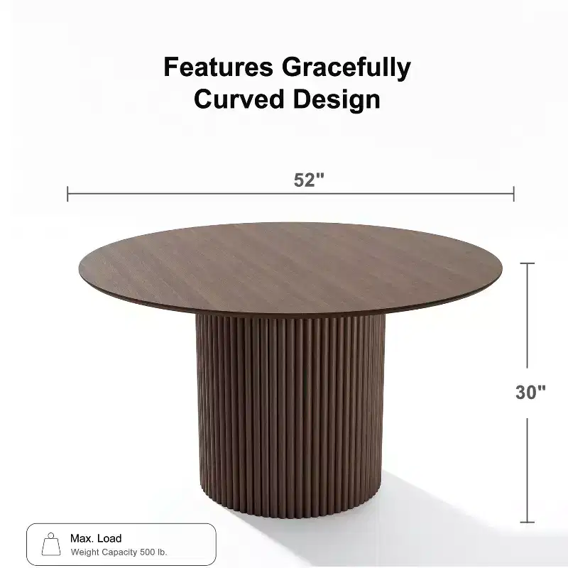 Dovelina Mid-Century Round Dining Table Wood Kitchen Table for 4 People - Walnut
